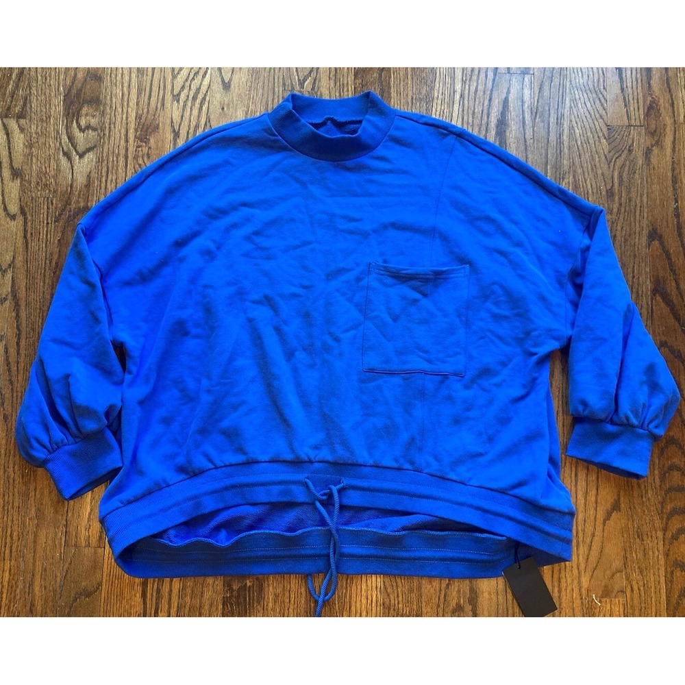 NWT LIT Active Womens Blue Oversized High Neck Sweatshirt Sz 2XL Drawstring NEW
